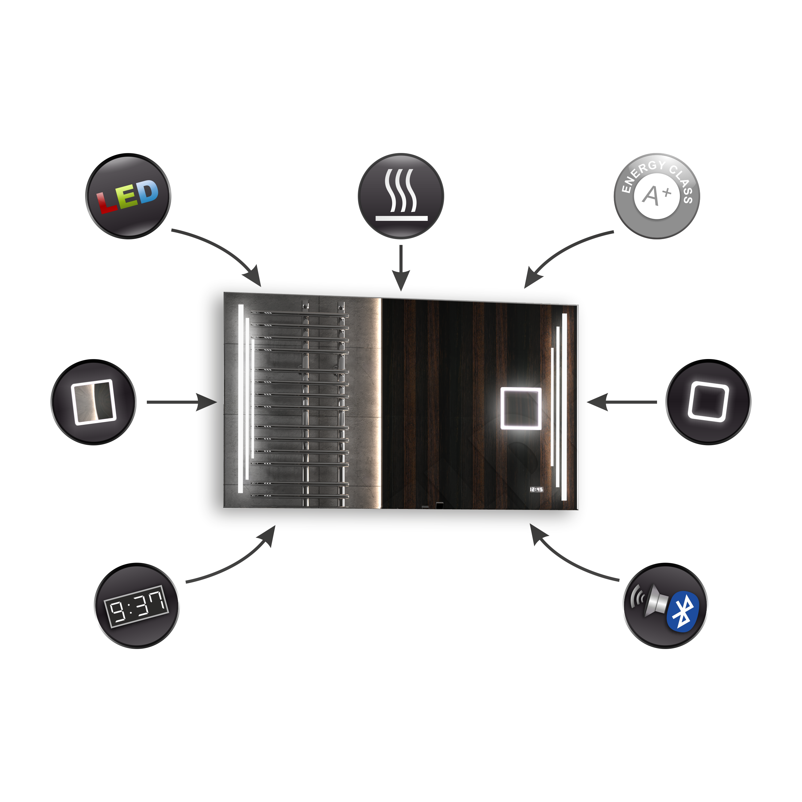 TRIO NEU 80*60 CM NEUTRAL BLUETOOTH-LAUTSPRECHER BADSPIEGEL LEDSPIEGEL